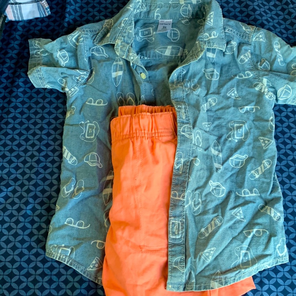 Boys dress shirt and shorts